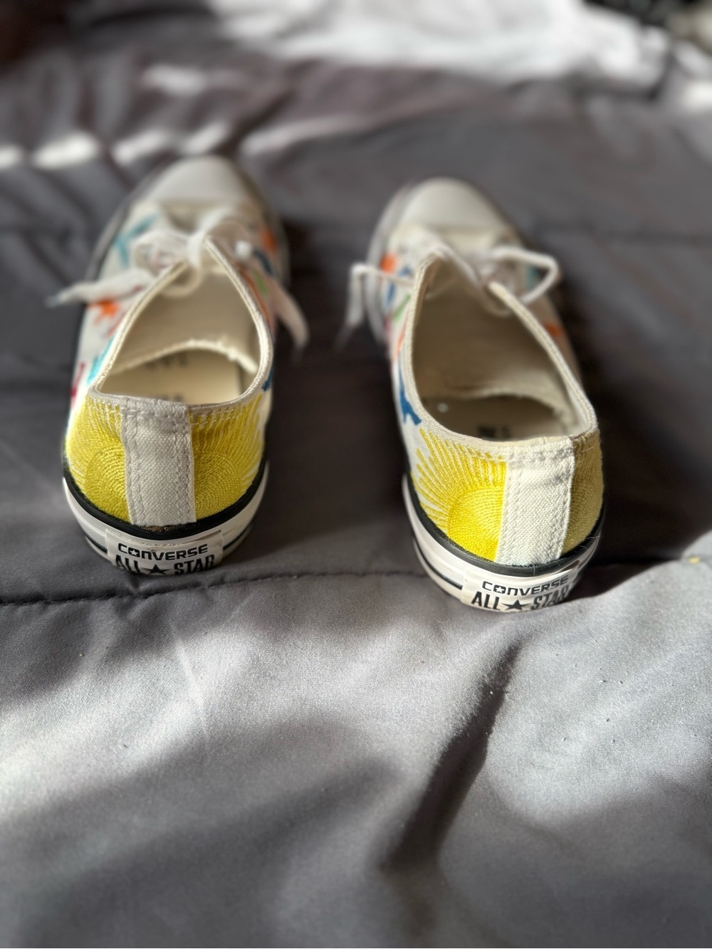 Converse White Low-Top Sneakers with Multicolor Bird Embroidery - Picture 4 of 11